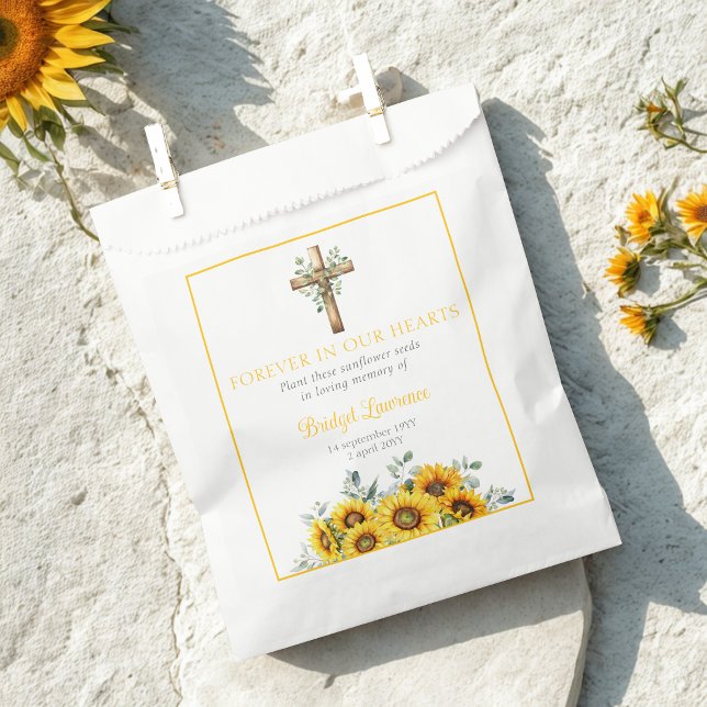 Pretty Sunflowers & Cross Funeral Seed Packet Favour Bag (Creator Uploaded)
