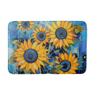 Pretty Sunflowers Flower Floral Pattern Nature Bath Mat