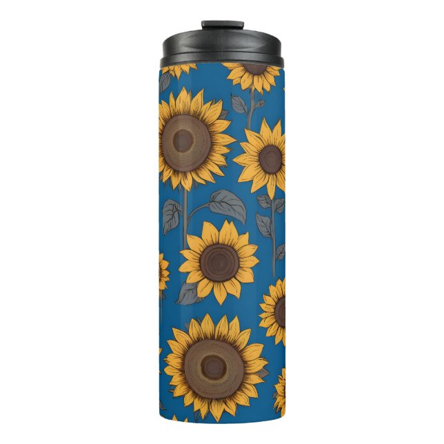 Pretty sunflowers pattern thermal tumbler (Front)