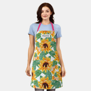 Pretty Sunflowers Yellow & Green Pattern Apron