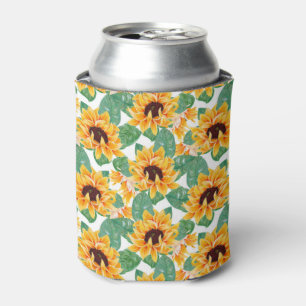 Pretty Sunflowers Yellow & Green Pattern Can Cooler