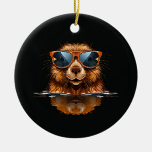Pretty Sunglasses Animals for Beavers Costume Boys Ceramic Ornament