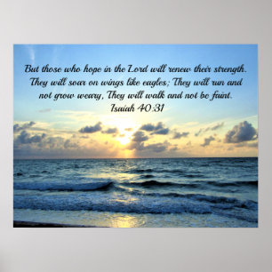 Pretty Sunrise Over the Ocean Isaiah 40:31 Poster