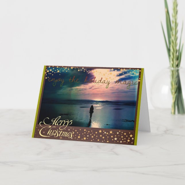Pretty Sunset Holiday Greeting Card (Front)