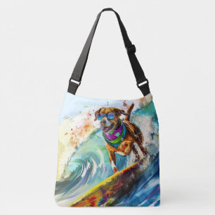 Pretty Surfing Dog – Summer Fun Beach Pup  Crossbody Bag
