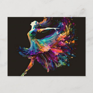 Pretty Surreal Colour Splash Dancing Ballerina Postcard