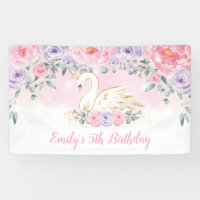 Pretty Swan Princess Pink Purple Birthday Welcome