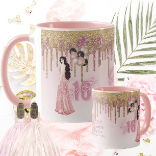 Pretty Sweet16 ROSEGOLD DRIPPING GLITTER BRUNETTE  Mug