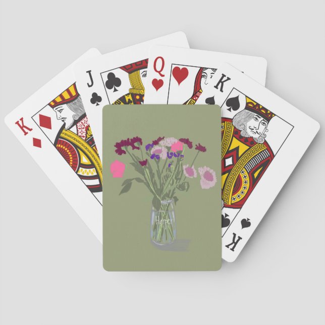 Pretty Sweet Boho Wildflowers  +Custom Name Playing Cards (Back)
