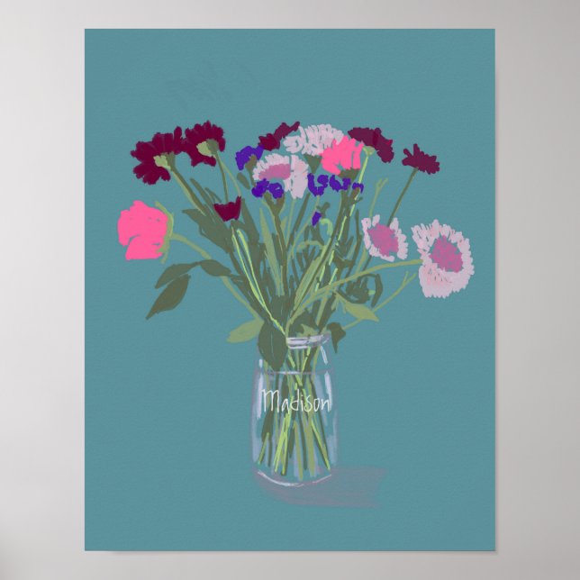 Pretty Sweet Boho Wildflowers  +Custom Name Poster (Front)
