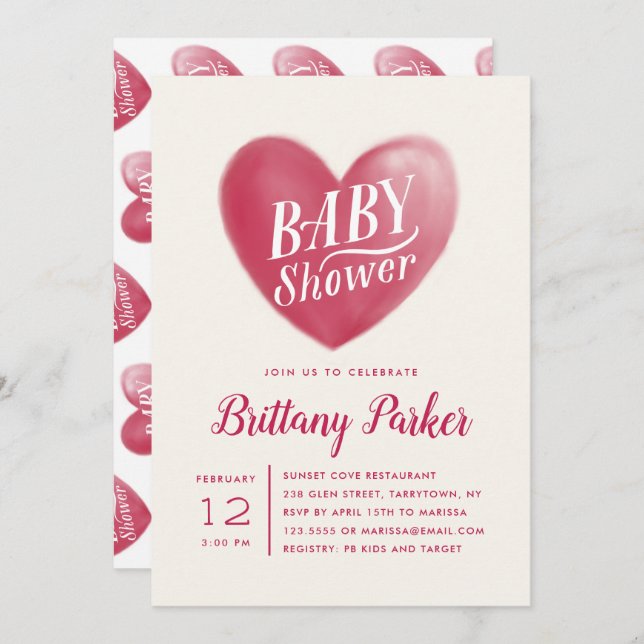 Pretty Sweet Heart | Baby Shower | Ivory Invitation (Front/Back)