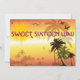 Pretty, Sweet Sixteen, Hawaiian Luau Invitation