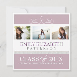 Pretty Swirl Photo Collage Graduation Invitation
