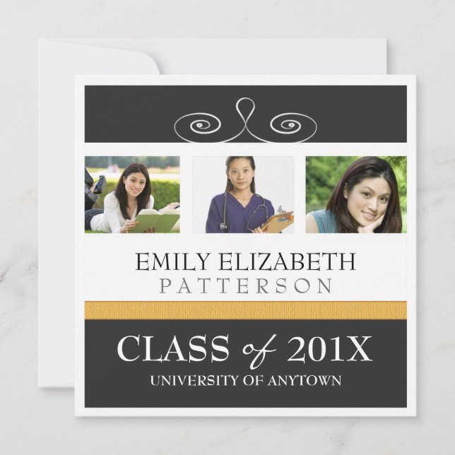 Pretty Swirl Photo College Graduation Announcement (Front)