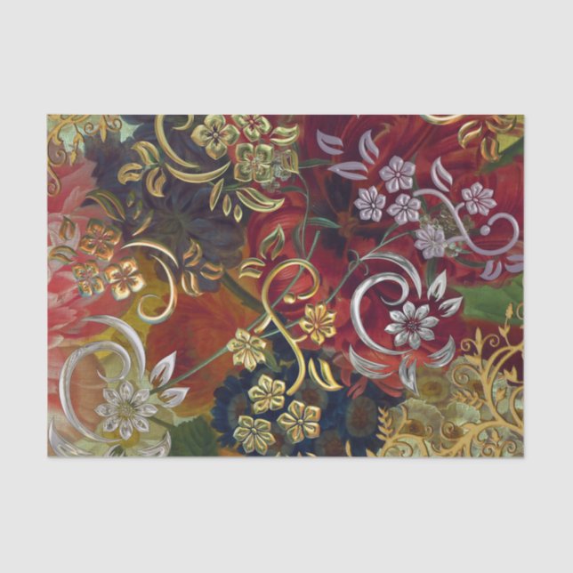 Pretty Swirls Floral Background Tissue Paper (Front)