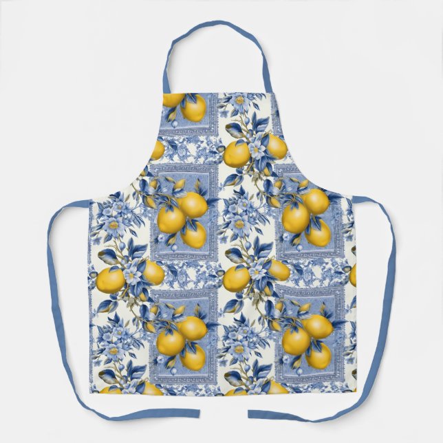 Pretty Talavera Tile All-Over Print Apron Lemons (Front)