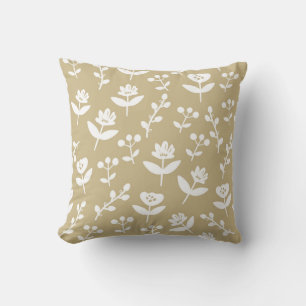Pretty Tan Beige Floral Farmhouse Pattern Rustic Cushion