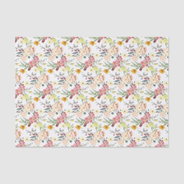 Pretty Tan Floral  Tissue Paper (Front)