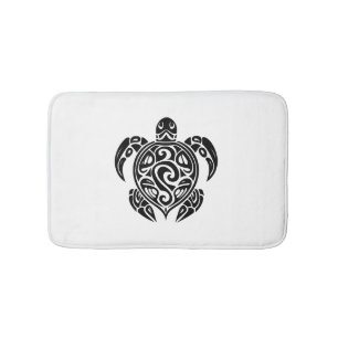 Pretty Tattoo Diver Turtle  Bath Mat