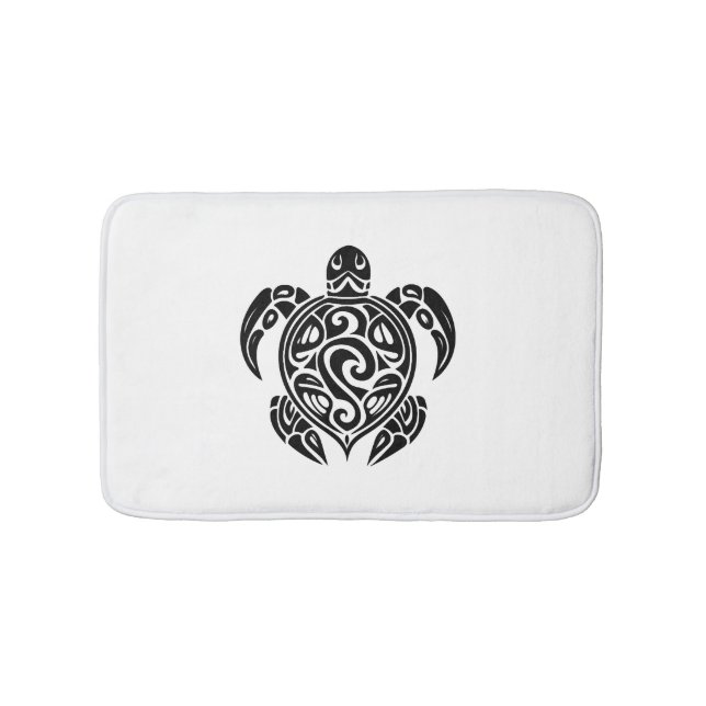 Pretty Tattoo Diver Turtle  Bath Mat (Front)