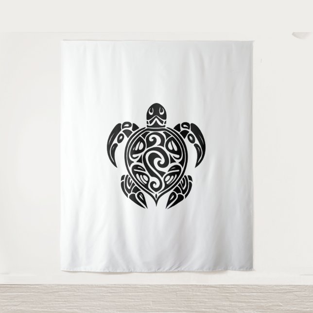Pretty Tattoo Diver Turtle  Tapestry (Front)
