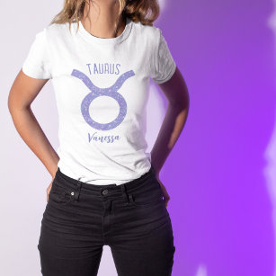 Pretty Taurus Astrology Sign Custom Purple Women's T-Shirt