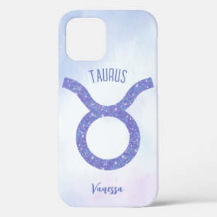 Pretty Taurus Astrology Sign Personalised Purple iPhone 12 Pro Case