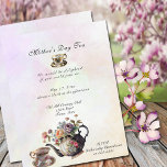 Pretty Tea Cups, Mother's Day Bridal Shower Invitation<br><div class="desc">Vintage,  elegant Mother's Day Tea  Invitations. Lovely watercolor background with teacups,  teapots and flowers. Changer text to create an invitation to a Birthday Brunch,  Rehearsal Dinner,  Wedding Brunch,  you decide.  Personalise text and font to suit.</div>