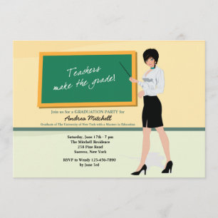 Pretty Teacher Graduation Invitation