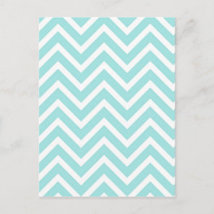 Pretty Teal and White Chevron Pattern Postcard