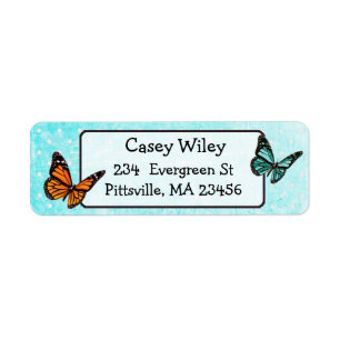 Pretty Teal Butterfly Return Address Label