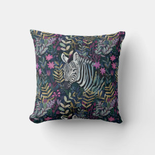 Pretty teal pink zebra head  throw pillow