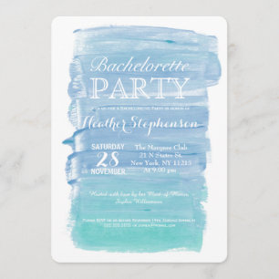 Pretty Teal Watercolor Bachelorette Party Invites