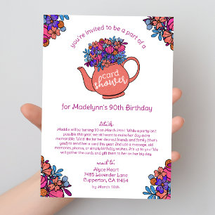 Pretty Teapot 90th Birthday Card Shower by Mail