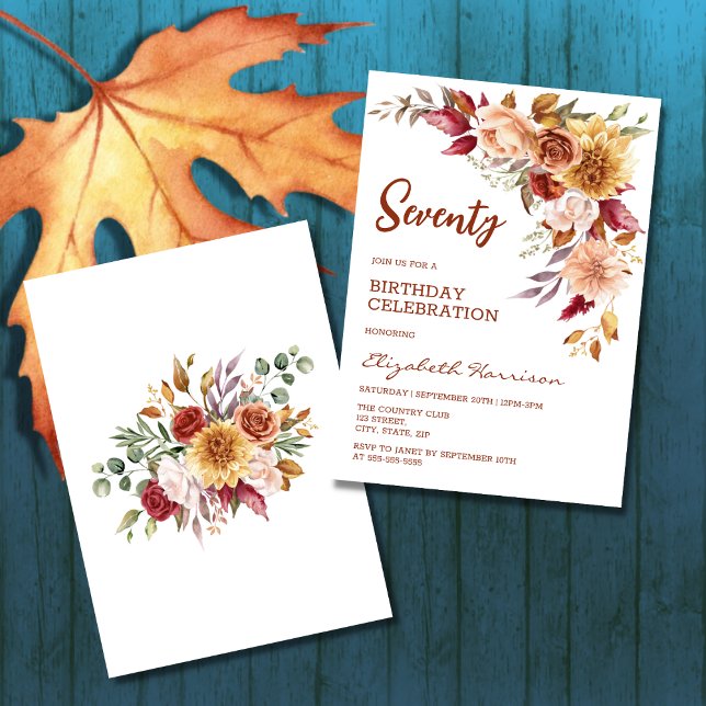 Pretty Terracotta Autumn Floral Greenery Birthday Invitation (Creator Uploaded)