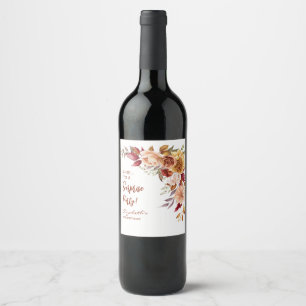 Pretty Terracotta Fall Floral Surprise Birthday Wine Label