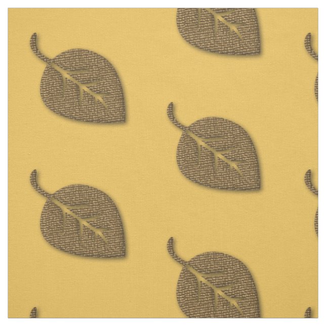 Pretty Textured Golden Leaf Pattern Fabric (Swatch)