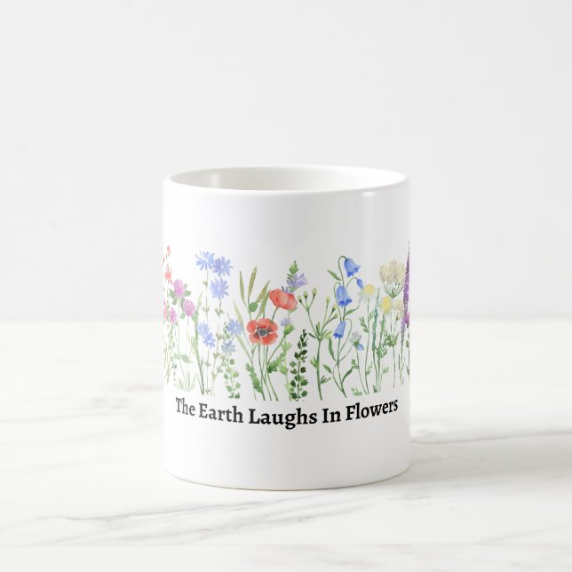 Pretty The Earth Laughs in Flowers Coffee Mug (Center)