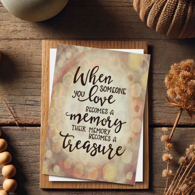 Pretty ‘Their Memory Becomes a Treasure’ Sympathy Card (Creator Uploaded)