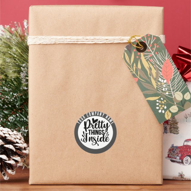 Pretty Things Inside Custom Business Classic Round Sticker (Holiday)