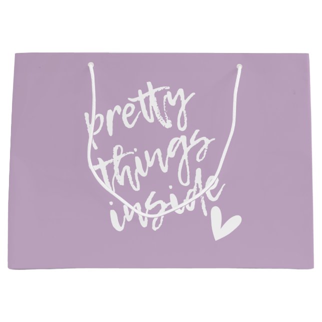 Pretty Things Inside, Modern Calligraphy Large Gift Bag (Front)