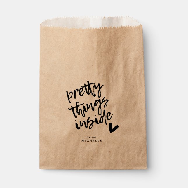 Pretty Things Inside, Modern Script Custom Favour Bag (Front)