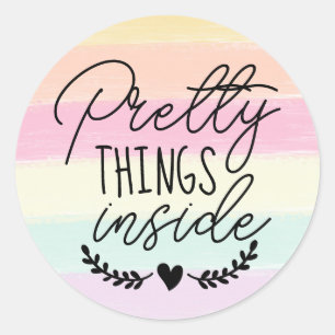 Pretty Things Inside Pastel Rainbow Colours Classic Round Sticker
