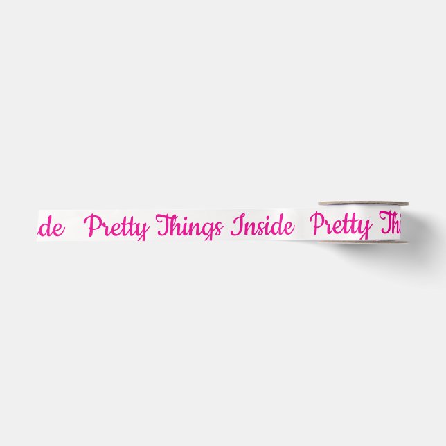 Pretty Things Inside Personalised Text And Logo  Satin Ribbon (Front)