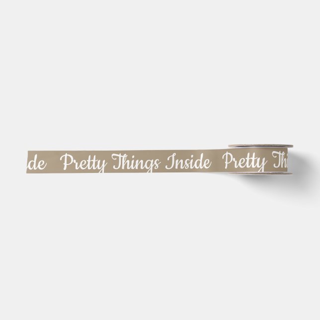 Pretty Things Inside Personalised Text And Logo  Satin Ribbon (Front)