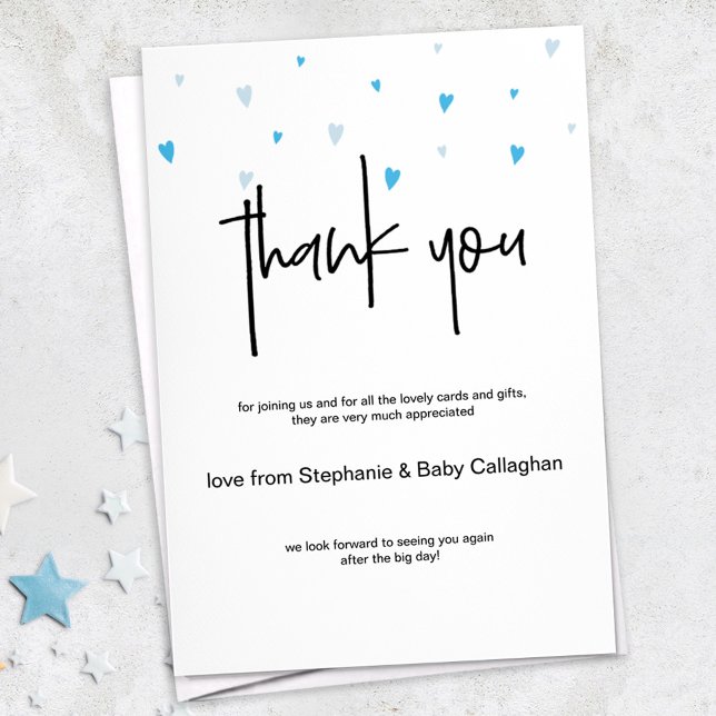 Pretty Tiny Blue Hearts Sprinkle Party Thank You Invitation (Creator Uploaded)