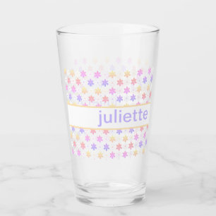 PRETTY TINY DAISY FLOWER PRINT PINK PURPLE YELLOW GLASS