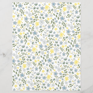 Pretty Tiny Yellow Flowers Pattern Scrapbook Paper