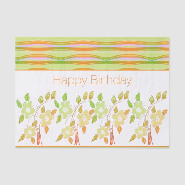 Pretty Tissue Personalise Happy Birthday Paper (Front)