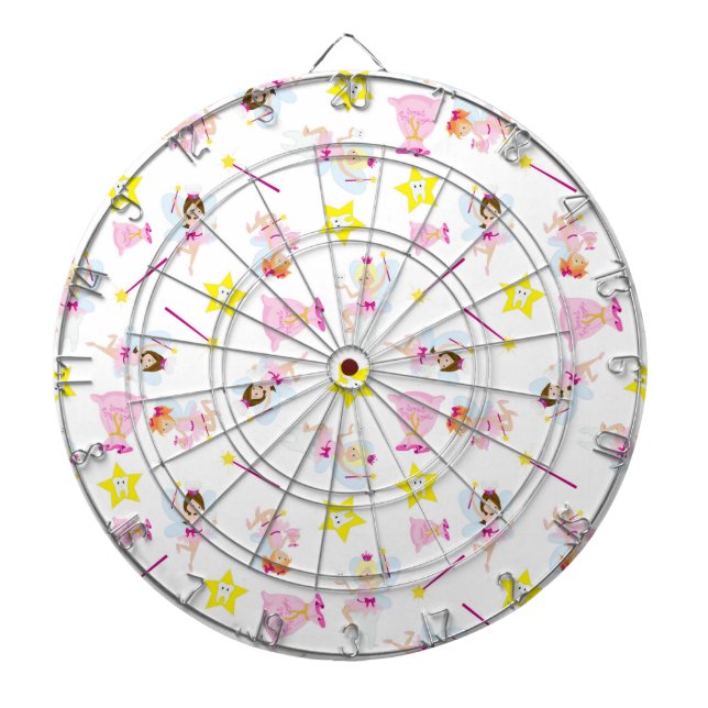 Pretty Tooth Fairy Magic Wand White Teeth Dartboard (Front)